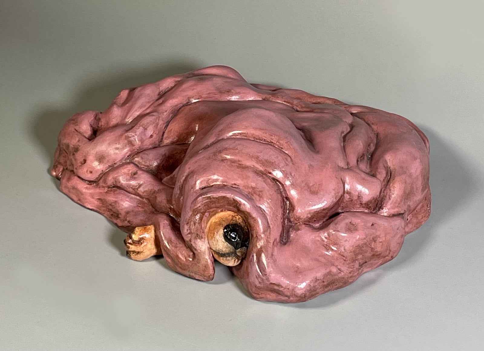 Front view of Primavera, showing the upper textures and form of the contemporary sculpture. Nature Shelter collection. Hand-made in Spain.