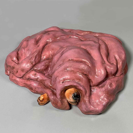 Front view of Primavera, showing the upper textures and form of the contemporary sculpture. Nature Shelter collection. Hand-made in Spain.