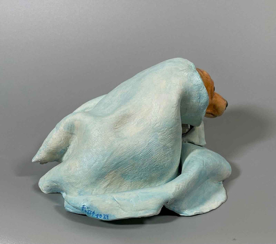 Back view of Polar Magician, a contemporary ceramic sculpture from the Nature Shelter Collection, displaying the rear silhouette and finish.