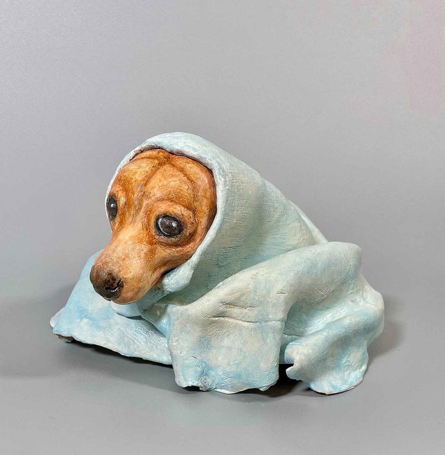 Left view of Polar Magician, a contemporary ceramic sculpture from the Nature Shelter Collection.