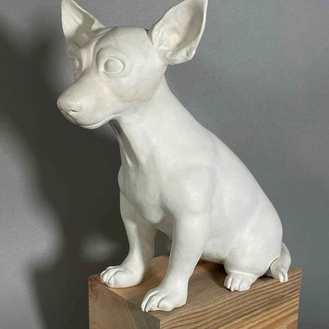 Side view of The Magician, a contemporary ceramic sculpture from the Nature Shelter collection. Hand-modeled in Spain.