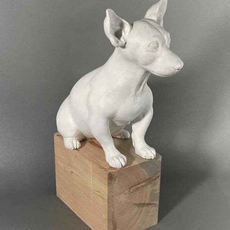 Side view of The Magician, a contemporary ceramic sculpture from the Nature Shelter colecction. Hand-modeled in Spain.