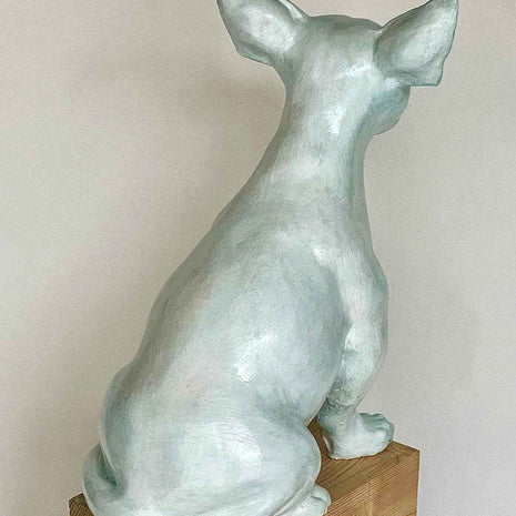 Back view of The Magician II, a contemporary sculpture from the Nature Shelter collection. Hand-made in Spain.