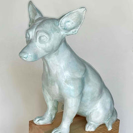 Side view of The Magician II, a contemporary ceramic sculpture from the Nature Shelter collection. Hand-madein Spain.